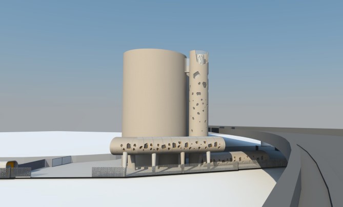 JUILLET 2012 - perspective des 5 silos du projet | ©vib